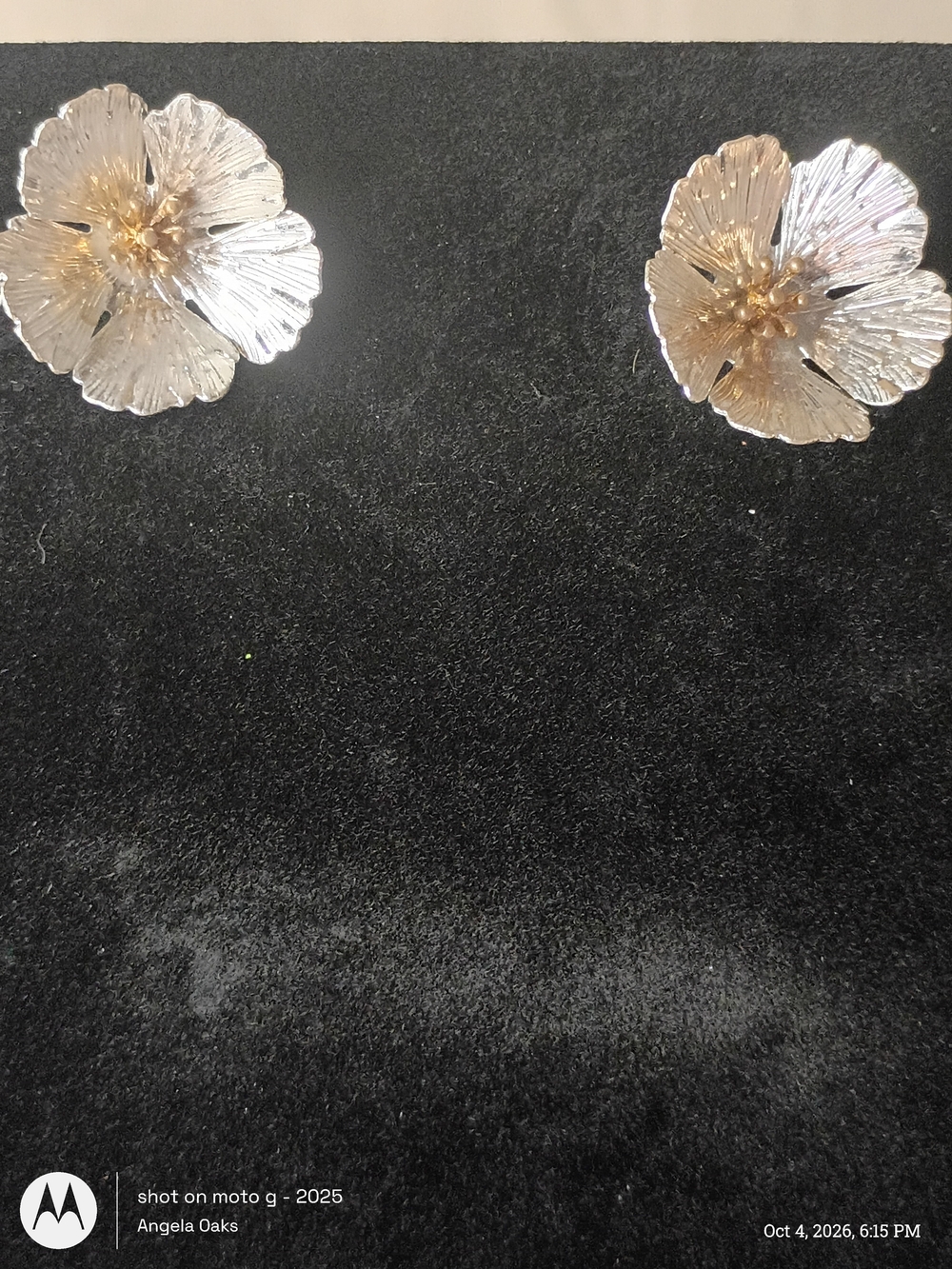 Two-Tone Floral Stud Earrings in Silver and Gold